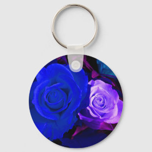 Blue Purple Rose Keychain - Customisable