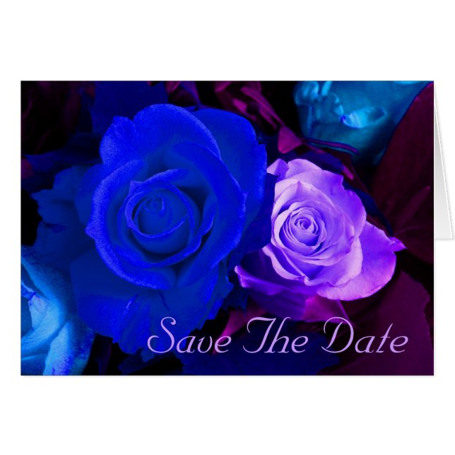 Blue Purple Rose Save The Date (Front Horizontal)