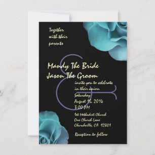 Blue Purple Roses and Black Wedding Template