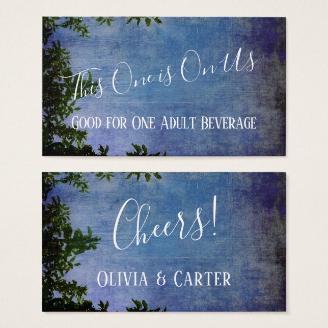 Blue & Purple Rustic Vintage Drink Tickets (Front & Back)