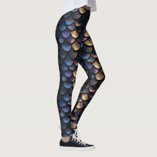 Blue Purple Scale Pattern Leggings