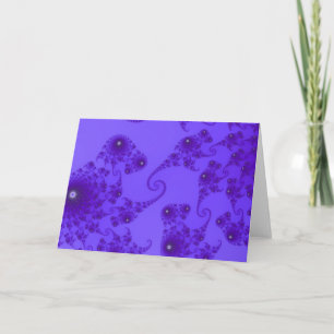 Blue Purple Seahorse Herd Greetings Card