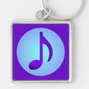 Blue Purple Single Simply Elegant Music Note Key Ring