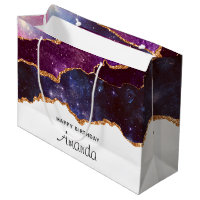 Blue & Purple Space & Stars Modern Agate Birthday