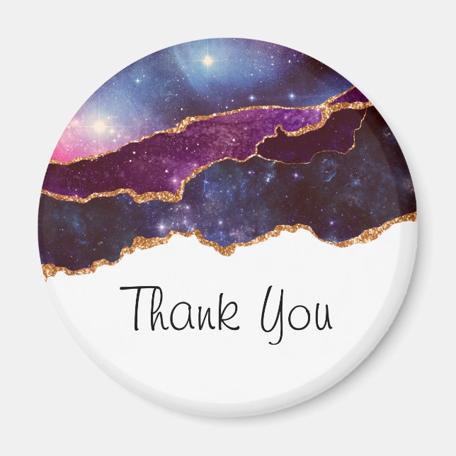 Blue & Purple Space & Stars Modern Agate Thank You Magnet (Front)