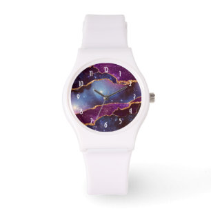 Blue & Purple Space & Stars Modern Agate Watch