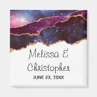 Blue & Purple Space & Stars Modern Agate Wedding