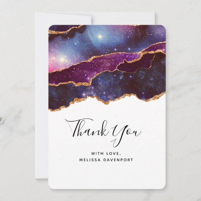 Blue & Purple Space & Stars Modern Thank You (Front)