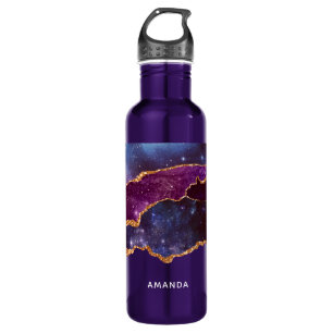 Blue & Purple Space & Stars with Gold Ribbon 710 Ml Water Bottle