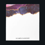 Blue & Purple Space & Stars with Gold Ribbon Notepad<br><div class="desc">A notepad with an abstract design with blue and purple layers with faux gold foil ribbons in between. Personalised name along the bottom.</div>