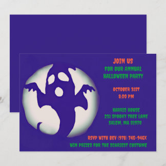 Blue Purple Spooky Halloween Ghostly Party Invitation