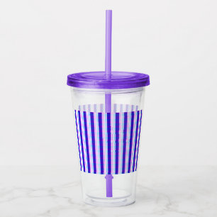 blue & purple striped electric retro  acrylic tumbler