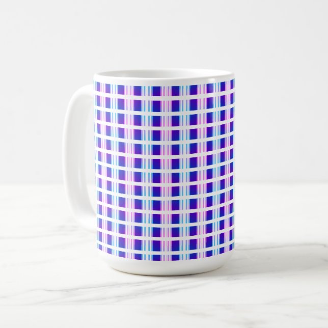 blue & purple striped electric retro  coffee mug (Front Left)