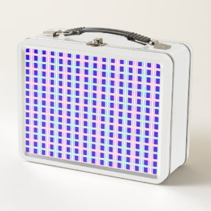 blue & purple striped electric retro metal lunch box