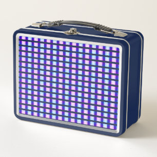 blue & purple striped electric retro  metal lunch box