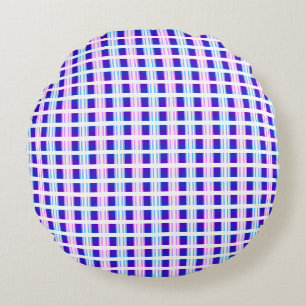 blue & purple striped electric retro round cushion