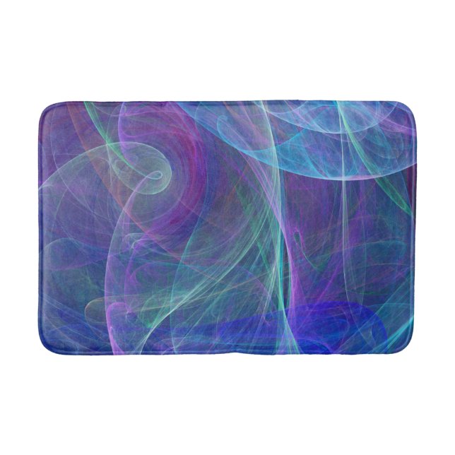Blue Purple Teal Airy Abstraction Bath Mat (Front)