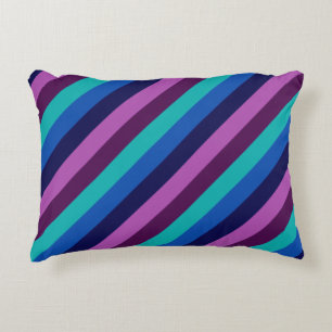 Blue Purple Teal Stripes Accent Pillow