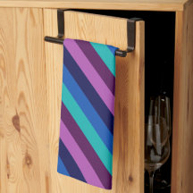 Blue Purple Teal Stripes Kitchen Towel