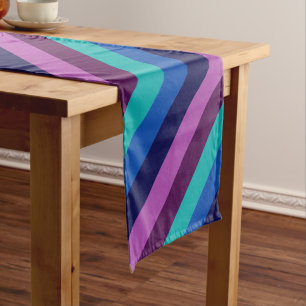 Blue Purple Teal Stripes Small Table Runner