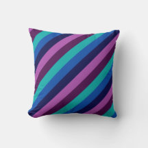 Blue Purple Teal Stripes Throw Pillow