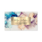Blue Purple Watercolor and Gold Foil Business Card