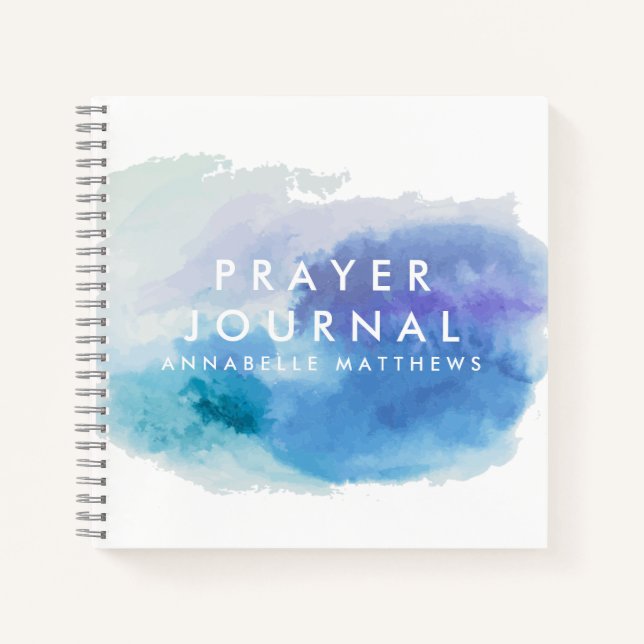 Blue Purple Watercolor Christian Prayer Journal  (Front)