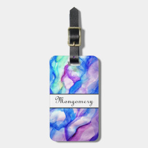 Blue & Purple Watercolor Custom Name Luggage Tags