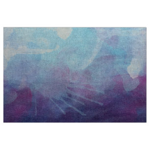 Blue Purple Watercolor Splashes Design Fabric
