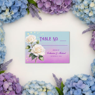 Blue Purple Watercolor Spring Wedding Place Card