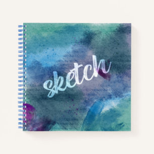 Blue Purple watercolor wash sketch Notebook