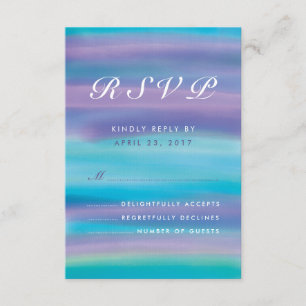 Blue Purple Watercolor Wedding RSVP Card