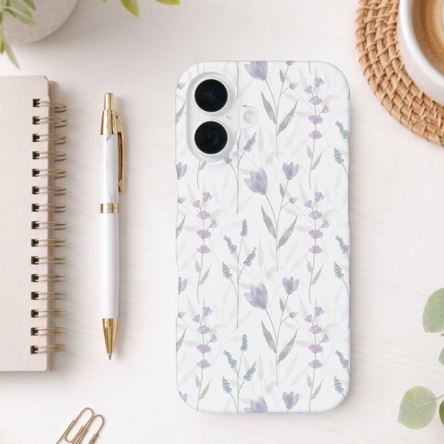 Blue Purple Watercolor Wildflower iPhone 16 Case (Creator Uploaded)