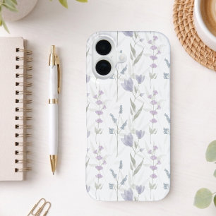 Blue Purple Watercolor Wildflower iPhone 16 Case