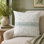 Blue Purple Watercolor Wildflower Monogram Name Cushion<br><div class="desc">This boho wildflower pattern with monogram name would look beautiful in your home,  bringing a fresh and elevated touch to your living space. Personalise it with your own name to make it truly yours. If you would like further customisation,  please contact the designer.</div>