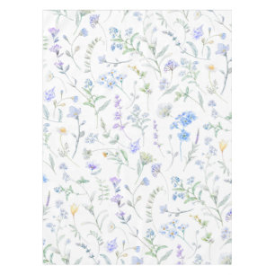 Blue Purple Watercolor Wildflower Tablecloth