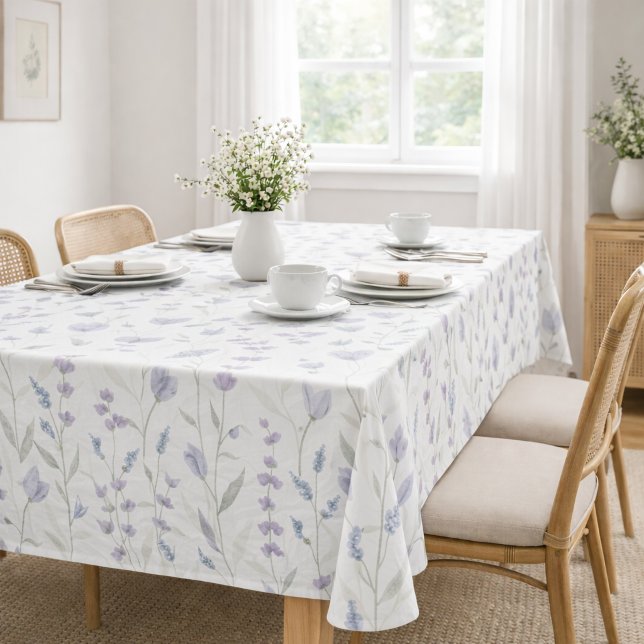 Blue Purple Watercolor Wildflower  Tablecloth (Creator Uploaded)
