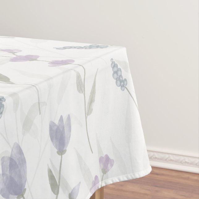 Blue Purple Watercolor Wildflower  Tablecloth (In Situ)