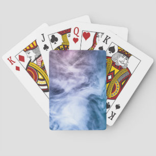 Blue purple white abstract heavenly clouds smoke playing cards