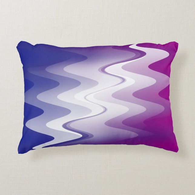Blue purple white decorative cushion (Front)