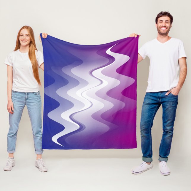 Blue purple white fleece blanket (In Situ)