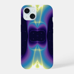 BLUE PURPLE WHITE LIGHT WAVES iPhone 15 CASE
