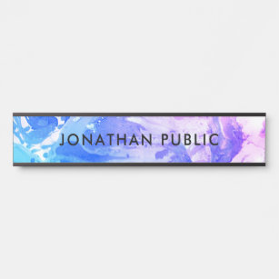 Blue Purple White Marble Look Modern Abstract Door Sign