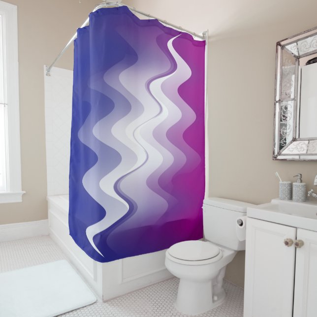 Blue purple white shower curtain (In Situ)