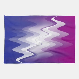 Blue purple white tea towel