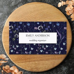 Blue Purple Wildflower Floral Pattern Business Calling Card
