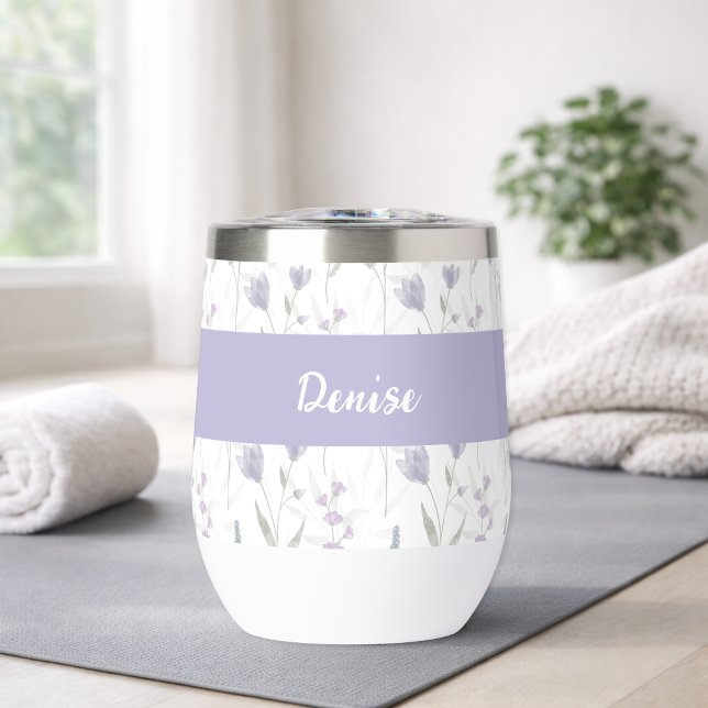 Blue Purple Wildflower Watercolor Monogram Name (Creator Uploaded)