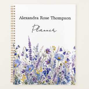 Blue Purple Wildflower Watercolor Planner