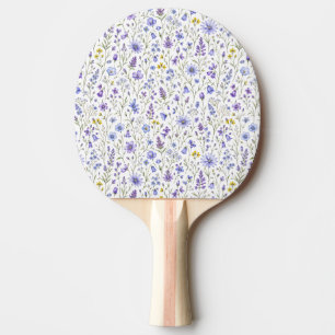 Blue Purple Yellow Watercolor Wildflower Pattern Ping Pong Paddle