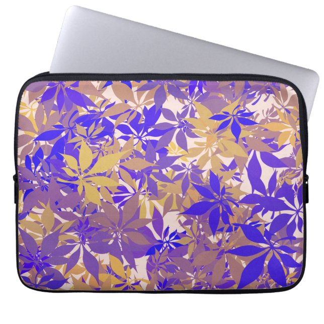 Blue Putple and Bronze Chestnut Leaves Laptop Sleeve (Front)